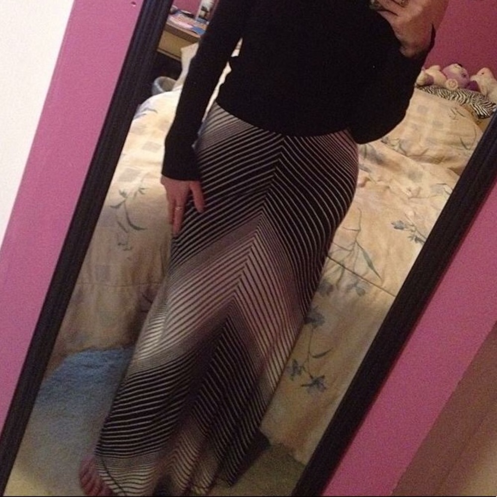 Black and white striped maxi skirt